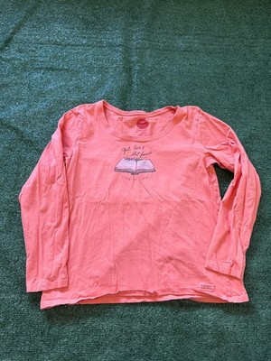 Life Is Good Womens Shirt Large Orange Get Lost Get Found Reading Long Sleeve