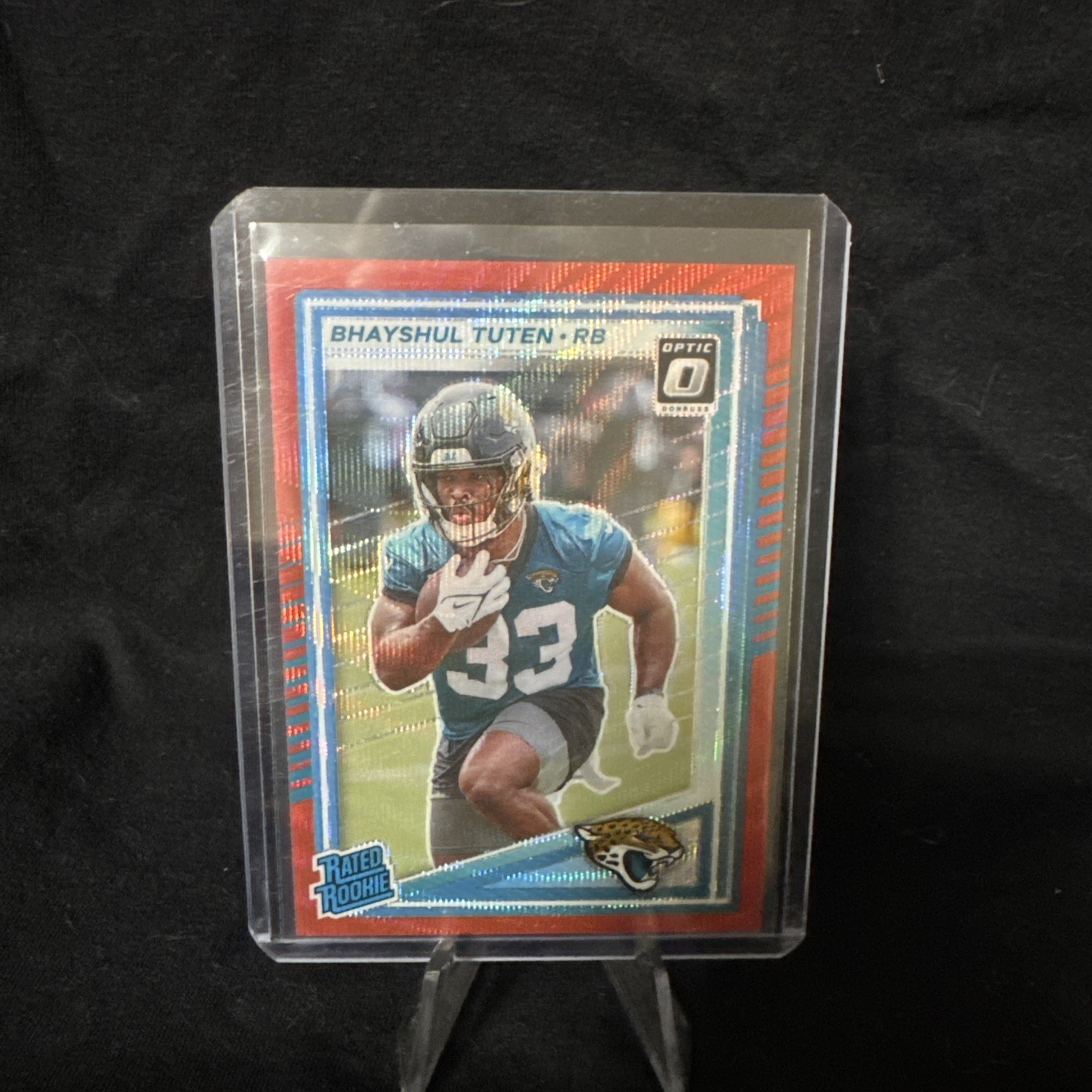 2025 Donruss - Rated Rookie Bhayshul Tuten #333 Optic Preview Red Wave (RC)