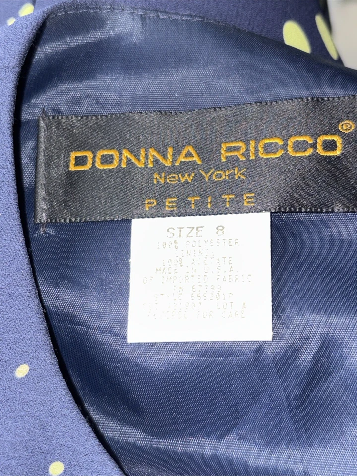 Lunares Donna Ricco New York Petite Formal Talla 8 Azul Marino Foto 2 de 4