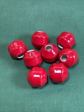 MCM CERAMIC Macrame BEADS 8-ct Glazed Large Hole RED Oblong