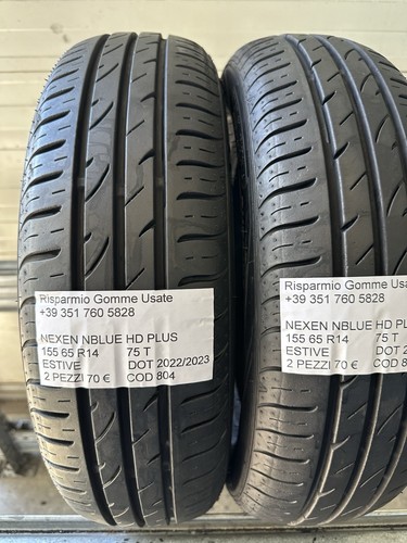 2 PNEUMATICI USATI NEXEN N BLUE HD PLUS ESTIVE 155 65 R14 75 T DOT 2022/2023 - Foto 4 di 21