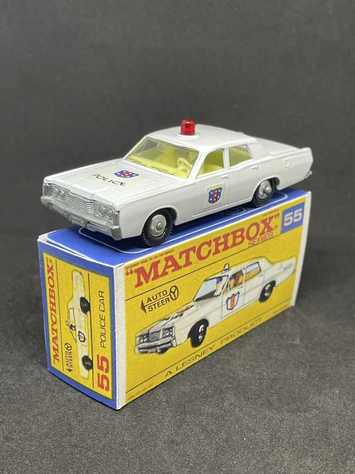 Vintage Lesney Matchbox 55 Mercury Red Dome Police Car Disc Wheels Repro Box. - Image 2 of 4