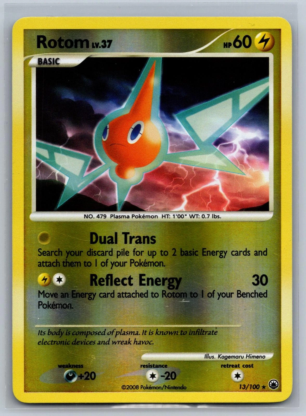 ROTOM 13/100 HOLO RARE MAJESTIC DAWN POKEMON REVERSE HOLO LP+
