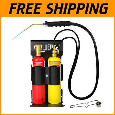 Cutting Torch Kit with Cylinder Holder Rack - Powerful Flame