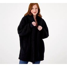 BumbleBella Jill Martin Women Jacket ~ Petite PXS PS Sherpa Button Black A521468