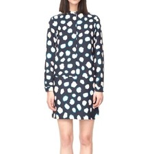 COS Navy Blue and White Dot Long Sleeve Printed Tunic Shirt Dress Womens Size 8