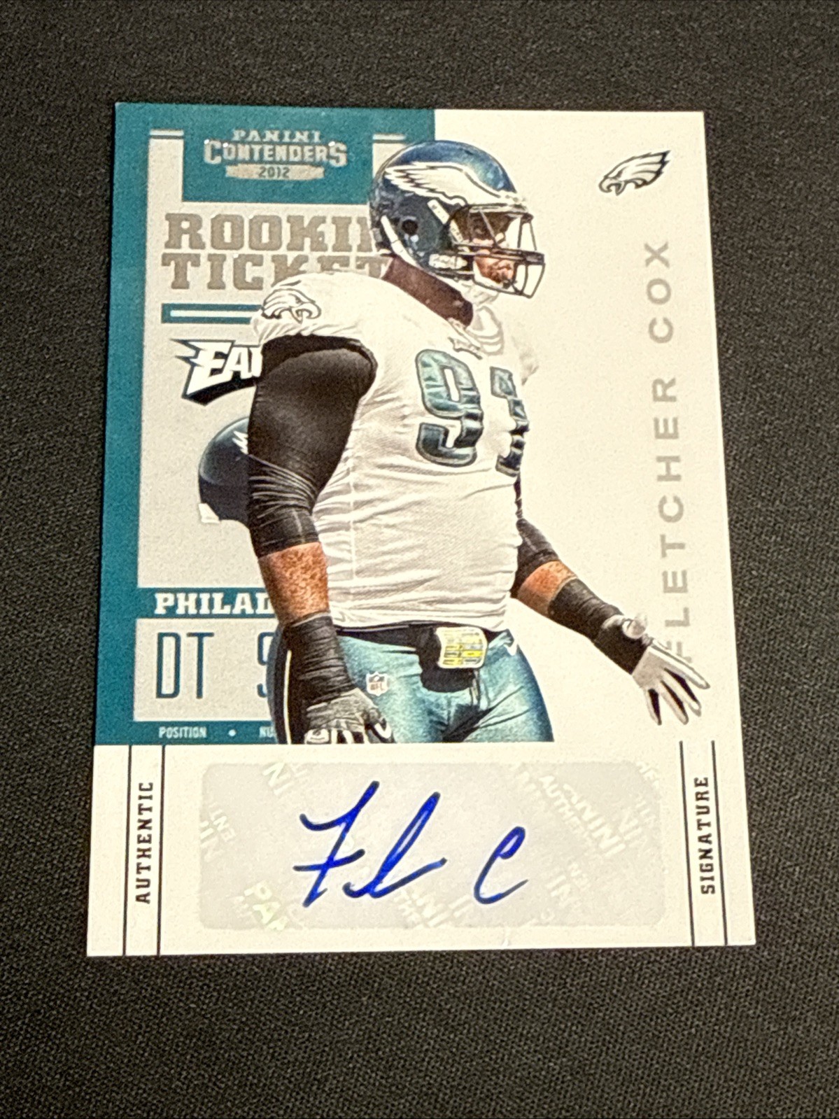 FLETCHER COX Auto RC /112 SSP 2012 Panini Contenders NO. 137 Eagles Future HOF