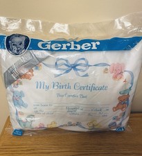 Vintage Gerber Baby My Birth Certificate Pillow 10 X 13 Made In USA NEW