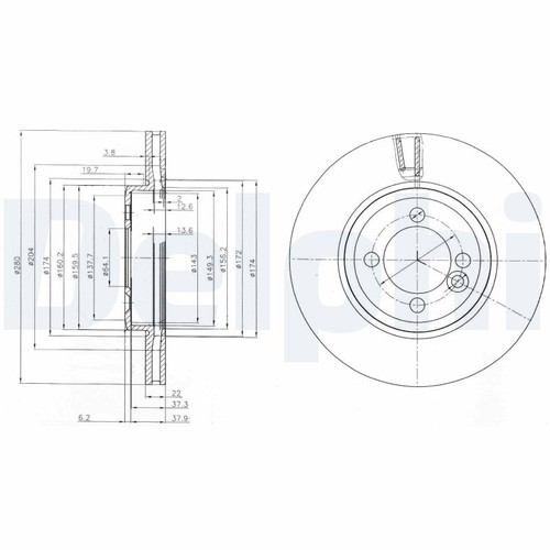 2x BRAKE DISC BG4146C FOR MINI N47 C20 A 2.0L N47C16/N16B16/N12B16A9HZ 1.6L 4cyl - Picture 2 of 8