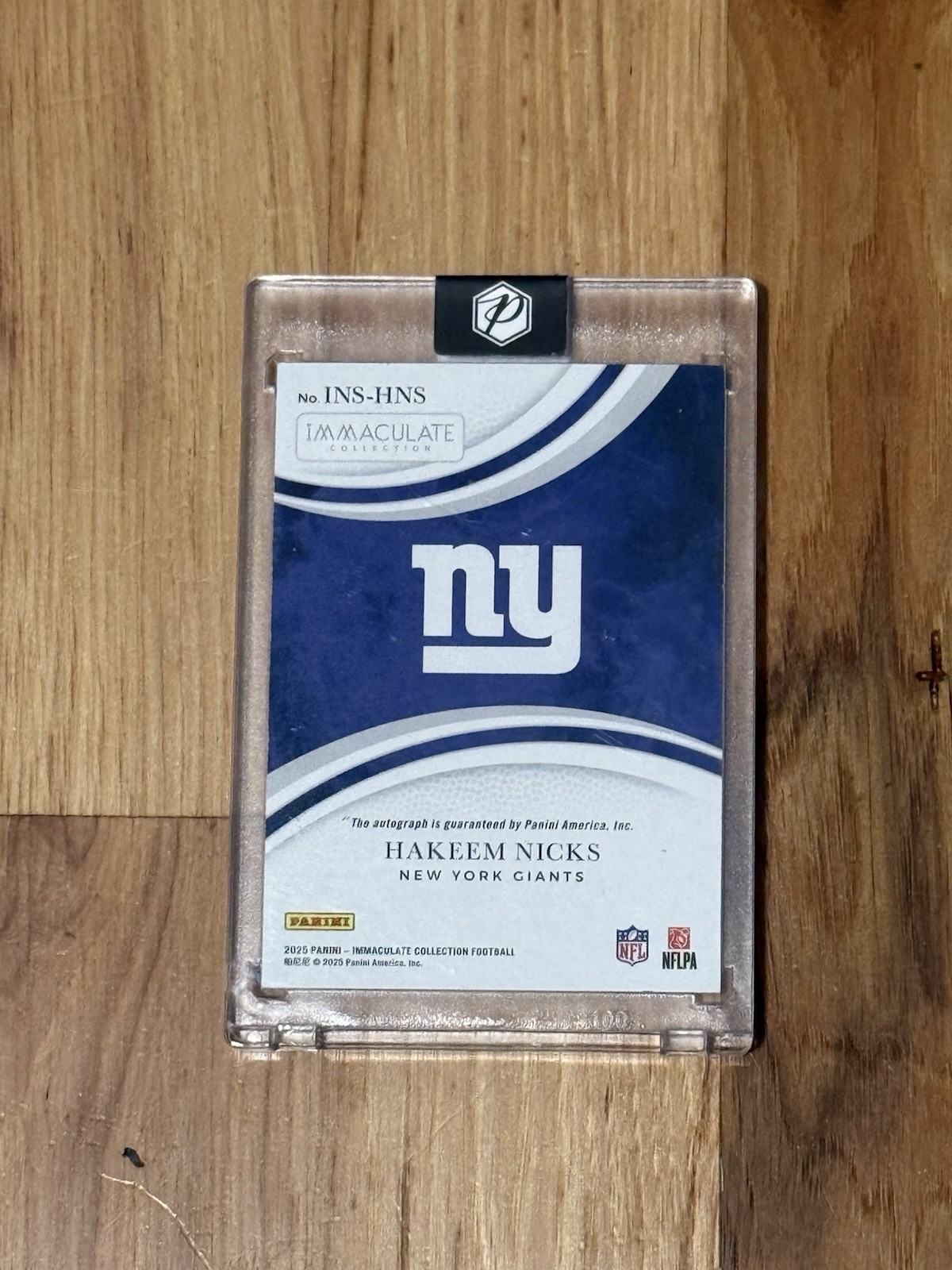 Panini 2025 Immaculate Hakeem Nicks Giants INS-HNS Auto Mem Serial# 21/99 view 2