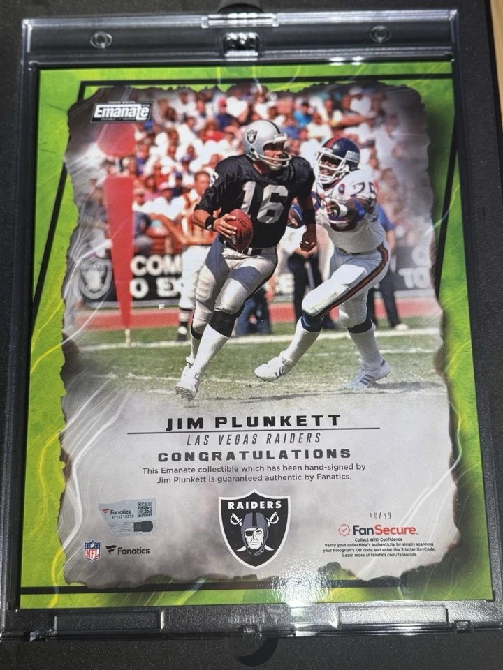 2024 First Edition Emanate On Card Auto /99 Jim Plunkett Raiders Legend - Image 2 of 4