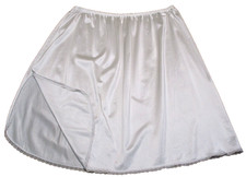 Vassarette White Nylon Satin Lace Edge Slit Half Slip Size XL 21" Women's EUC