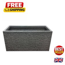 Large Lightweight Slate Effect Garden Trough Planter - Ideal for Flower Displays