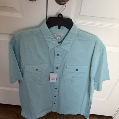 XL Croft & Barrow Collared Porcelain Blue Short Sleeve Casual Button Down Shirt