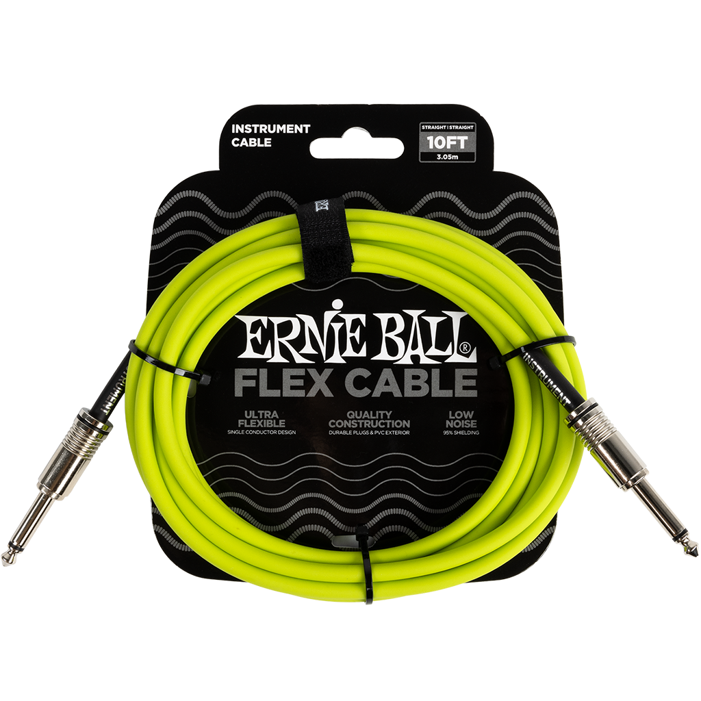 Guitar Instrument Cable Ernie Ball 10ft Green 100% Genuine