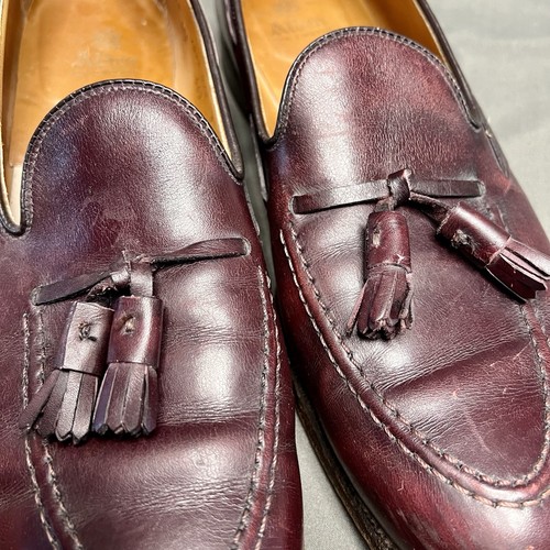VTG ALDEN Burgundy Shell Cordovan Tassel Loafers Calfskin Leather Size 12 - Picture 12 of 13
