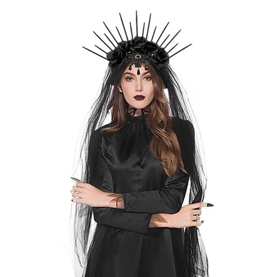 Gothic Black Rose Stirnband Punk Hochzeit Rave Frauen Party Cosplay Kopfbedeckun