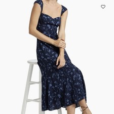 REFORMATION Bryson Floral Crepe A-Line Midi-Dress blue Floral sz 8