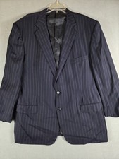 100 Ermenegildo Zegna Men's Suit Jacket Blue Striped 2 Button Lined 48R