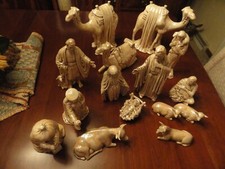 Vintage Ceramic Nativity Set - Large Size 15 Pc Beautifully Hand Painted 