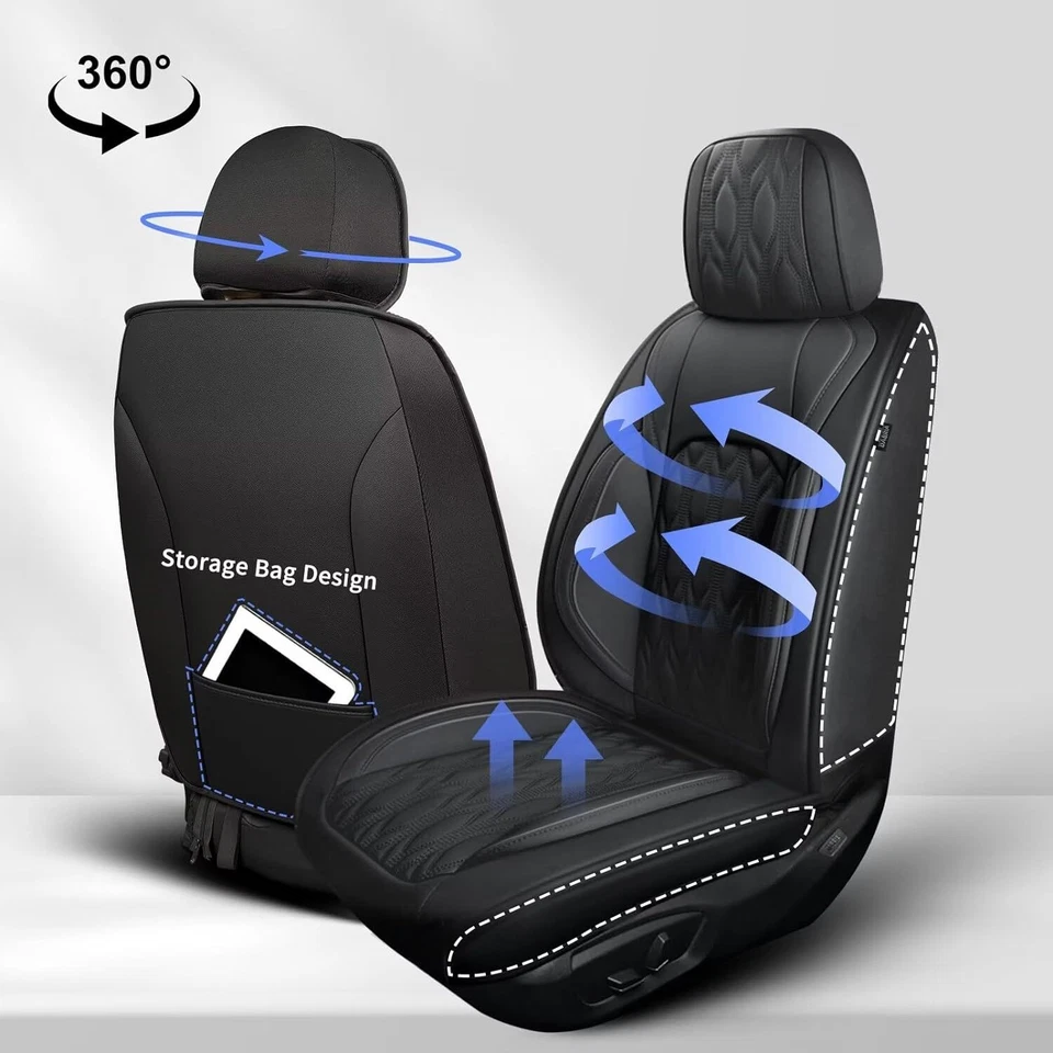 Car PU Leather Front & Rear 5 Seat Covers Cushion Full Set For kia Rio 2013-2023 - Image 2 of 4
