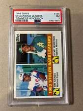 1984 Topps  Stolen Base Leaders Tim Raines Rickey Henderson #134 PSA 7 NM