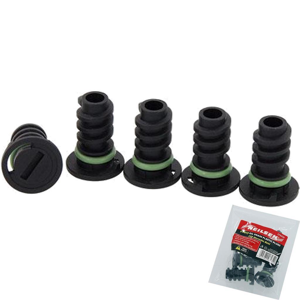 Neilsen 5pc Oil Drain Plastic Sump Plugs Covers Mercedes Benz Engines Set