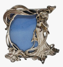 VTG Silver Metal Miniature Picture Frame Mini Small Photo Art Nouveau England 3"