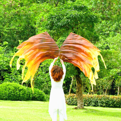 ガーデン Worship Holy Fire Flags for Church Praise Dance Double Layer Veil