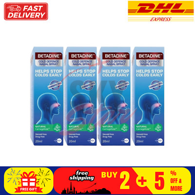 4 X BETADINE Adult Cold Defence Nasal Spray 20ml Helps Stop Colds Early DHL