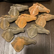 Vtg Cast Iron Horse Head Equestrian Western Cowboy Drawer Cabinet Pull Handle