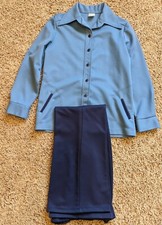 Vintage 70s JC Penny Fashions Leisure Suit Bell Bottom Hippy Retro Blues Sz 12