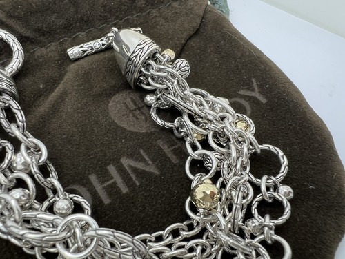 John Hardy Sterling Silver 18k Gold Classic Chain Ball Charm Toggle Bracelet - Picture 4 of 10