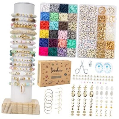 Deinduser Bracelet Making Kit, 7200pcs Clay Bead Set, 24 Colors 2 Boxes Bead 