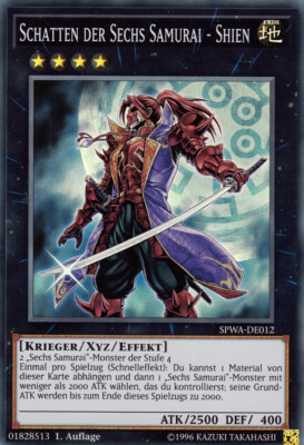 YU-GI-OH, SCHATTEN DER SECHS SAMURAI - SHIEN, SR, SPWA-DE012, 1. Auflage, TOP