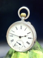 Vintage SWISS Sterling Silver Circa 1895 Manual Wind Pocket Watch W/ Superb Case