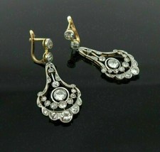 Vintage Old European Cut Lab Created Diamond Engagement 14K Gold Finish Earrings