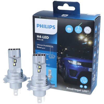 PHILIPS LED H4 Ultinon Pro6000 Boost Bis zu 300% helleres und reinweißes Licht