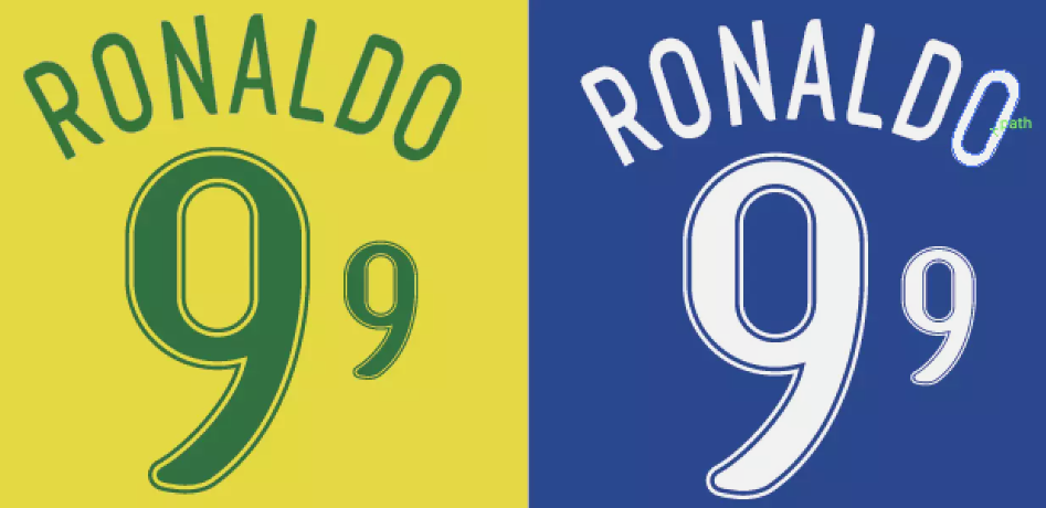 BRA盤79年オリジ！Ronaldo Reseda/Same Brazil Ronaldo Nameset 2006 Shirt Soccer Number Letter Heat Print