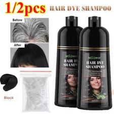 1/2pcs Black Hair Dye Shampoo Natural Instant 3in1 Hair Dye Shampoo 500ml USA