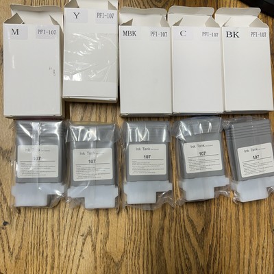 Canon PFI-107 Lot of 5 Ink Cartridges IPF670 IPF680 IPF685 IPF770 IPF780 IPF785 