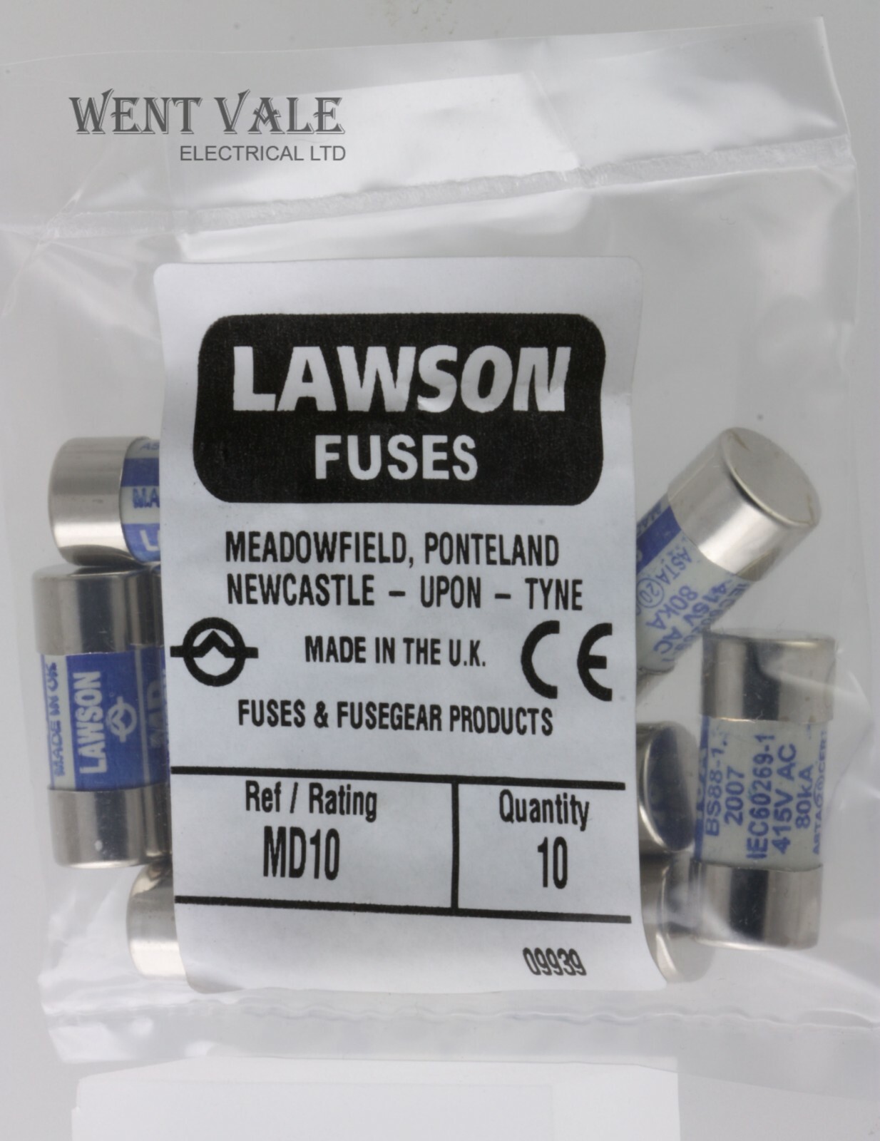 Lawson Fuses - MD10 - 10a BS88 30mm x 12mm Cartridge Fuse Pack of 10 New