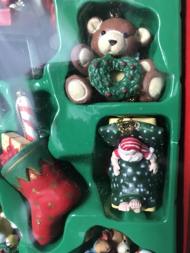 12 NOS Vtg Christmas Porcelain Small Ornaments Santa Mouse Bear (BM SW) - Picture 3 of 6