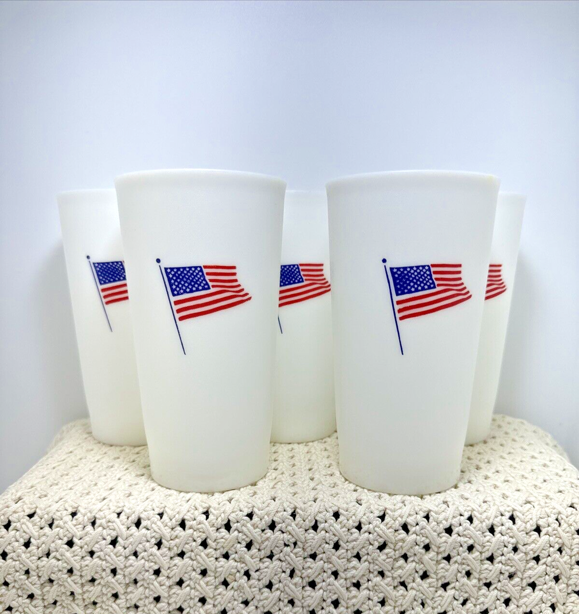 Vintage 12 oz Tupperware Tall Flag Tumblers 873-30 Set of 5 Free Shipping