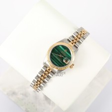ROLEX LADY DATEJUST 79173 GOLD & STEEL 26MM GREEN MALACHITE DIAL 18K FLUTED-B&P 2