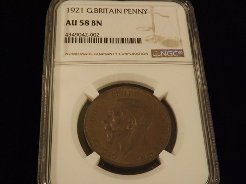 1921 Penny Great Britain NGC AU 58 BN