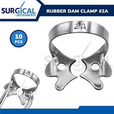 10 Endodontic Rubber Dam Clamps #2A Stainless Steel Surgical Dental German Grade