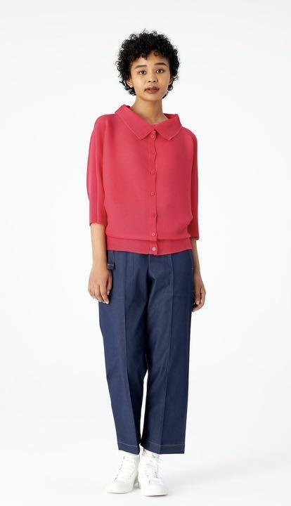 me ISSEY MIYAKE Dolman Stretch Pleats 1 New 2023.1 Pink FREE SIZE