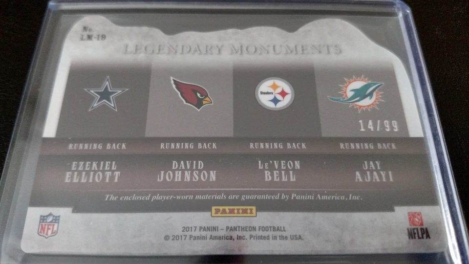 Tarjeta parche camiseta usada juego Ezekiel Elliott David Johnson Le'Veon Bell Jay Ajayi Foto 2 de 2