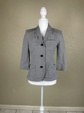 Talbots Women s Black White Gingham Blazer Jacket 3 Button Lined Size 2P
